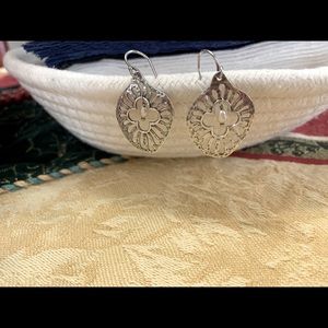 Silpada Repose sterling hammered with tiny pearl earrings.